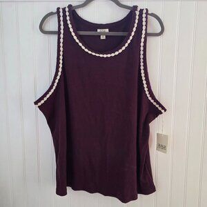 a.n.a Crochet Trim Womens Plus Crew Neck Sleeveless Tank Top -3X - NWT